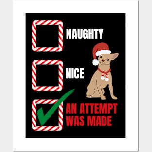 Naughty or Nice Christmas Chihuahua Dog Posters and Art